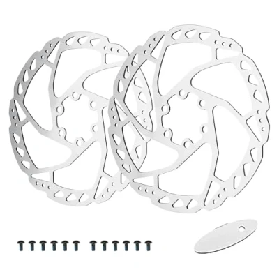 Image of RUJOI 160mm disc Brake Rotor, Discs rotors with 6 bolts and MTB pads adjuster Fit for Shimano/Tektro/TRP lock (2 pcs 12 screw)
