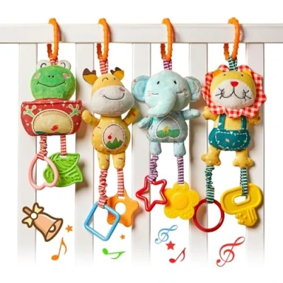 Image of TUMAMA KIDS Baby Toys for 0 12 Months Rattles with Teethers Soft Plush Early Development Stroller Car Infant, Newborn Birthday Gifts