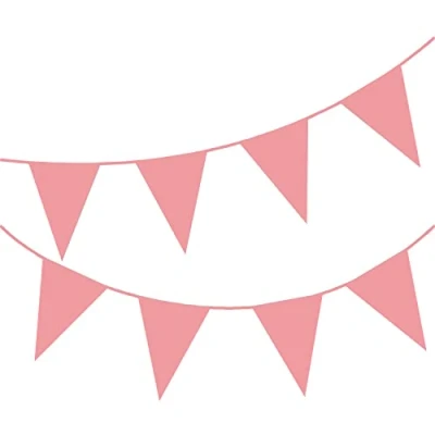 Image of Happium 10m / 32 ft Solid Colour Bunting Flags Banner Pennant Party Decoration Garland (Pink)