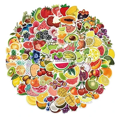Image of 100Pcs Fruits and Vegetables Stickers for Kids Teens Adults Boys Girls Gift,Stickers Pack Laptop,Skateboard Luggage Car Bike Cup Computer Water Bottle Decor,Fruits Vinyl Waterproof Sticker Decal