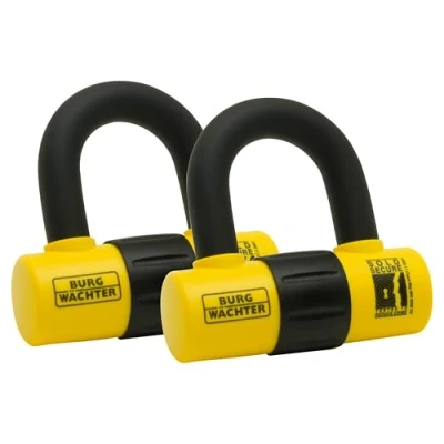 Image of Burg Wächter 100D Y Duo Motorbike Sold Secure Gold Pack, Yellow, Twin Keyed Alike U Locks
