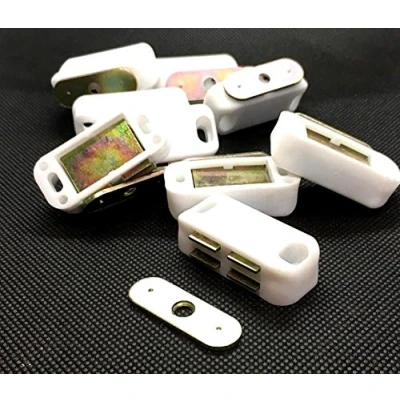 Image of 8 x Magnetic Catches White Magnet Cupboard Wardrobe Door Catch Lock