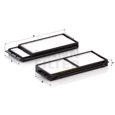 Image of B32L61J6X, BP4K61J6X, BP4K61J6X9A, BP4K61J6XA9A, BP5E61J6X Pollen Filter MANN CU 22 001 2 Particulate 236mm 96mm 22mm MAZDA: 5