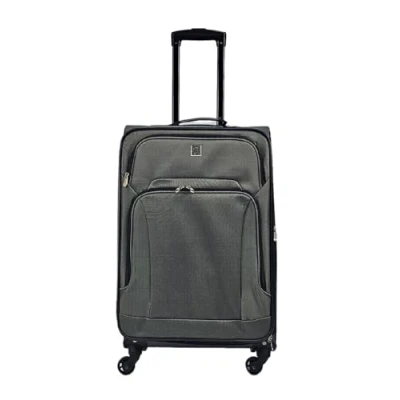 Image of Infinity Leather Grey Lightweight Suitcases 4 Wheel Luggage Travel Cases Soft Bags Cabin Set