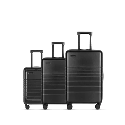 Image of ETERNITIVE Suitcase Set I Travel of 3 Made ABS Size: 75.5 x 48 32 cm with TSA Lock Wheels 360 Hand Luggage, Black, 75,5