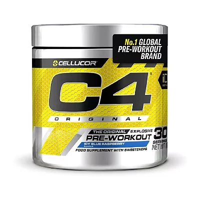 Image of C4 Original Beta Alanine Sports Nutrition Bulk Pre Workout Powder for Men &amp; Women Best Energy Drink Supplements Creatine Monohydrate Icy Blue Raspberry 30 Servings