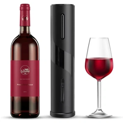 Image of Electric Wine Bottle Opener Battery Operated Automatic Corkscrew Remover with Foil Cutter Kit