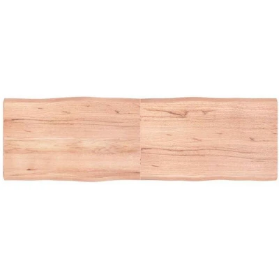 Image of vidaXL Light Brown Solid Oak Wood Table Top with Live Edge Design Durable Construction and Unique Ideal for Home or Commercial Use