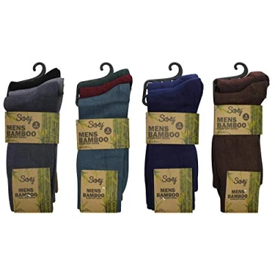 Image of Soxy Mens Bamboo Socks 12 Pairs Super Soft Anti Bacterial Dark Assorted Colours UK Size 6 11