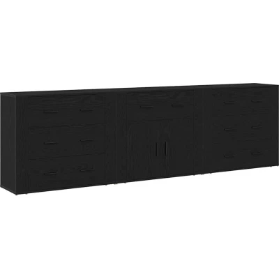 Image of vidaXL Sideboards 3 pcs Black Oak Engineered Wood