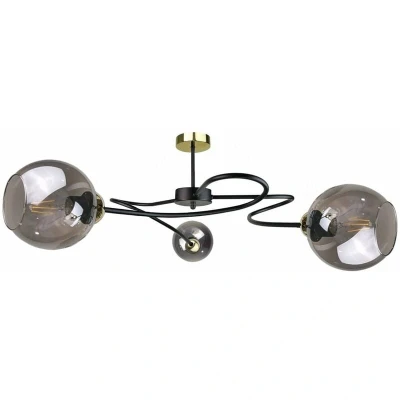Image of Blom Multi Arm Semi Flush Ceiling Light Black, 65cm, 3x E27
