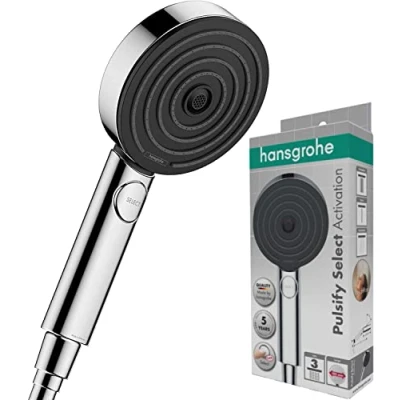 Image of Hansgrohe Hand Shower Pulsify Select S, Head 105 mm with 3 Sprays (Activation) Incl. PowderRain, Chrome, 24100000