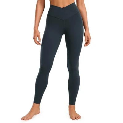 Image of CRZ Yoga Womens Butterluxe Cross Waist 28&#039;&#039; Workout Leggings V High Waisted Gym Soft True Navy 10