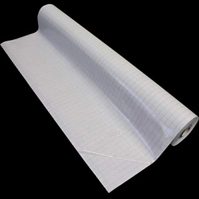 Image of Bright Ideas Book Covering Film Clear 500mm x 25m Roll, Water Based Self Adhesive with Cutting Grid. Cover Protector Roll. BI9017.