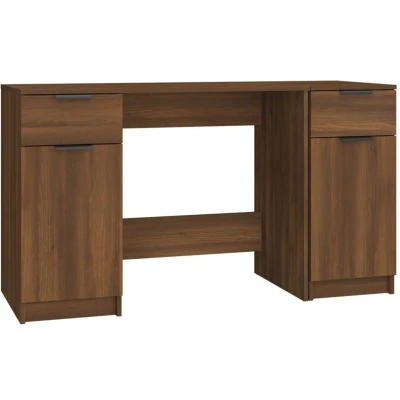 Image of vidaXL Desk with Side Cabinet Home Office Furniture Study Computer Writing Standing storage Drawer Brown Oak Engineered Wood
