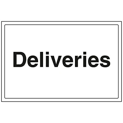 Image of V Safety Deliveries Sign 300mm x 200mm Self Adhesive Vinyl