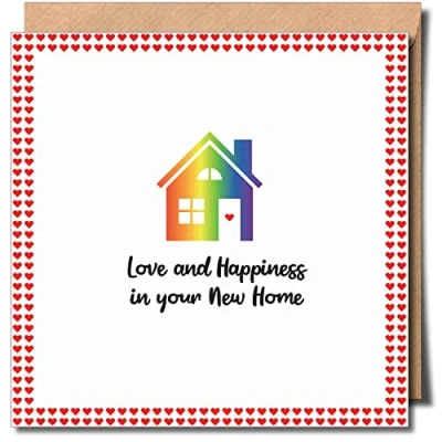 Image of Happy new home Greeting Card gay LGBTQIA+ LGBT Approx 150mm x Premium 300gsm