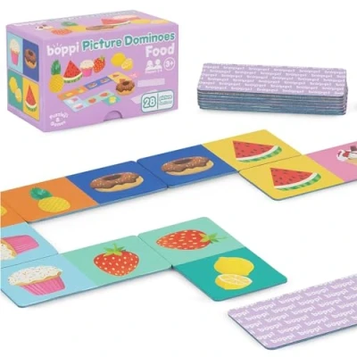 Image of boppi Dominoes Set Picture Game for Toddlers Colourful Food Themed Montessori/STEM Children Games 3 Year Olds and Up