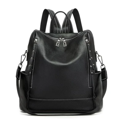 Image of Miss Lulu Women&#039;s PU Anti Theft Backpack, Large Capacity Fashion School Bag with Multiple Pockets, Convertible Shoulder for Work, Travel, and Daily Use