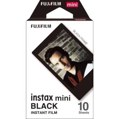 Image of instax mini instant film, Black border, 10 shot pack, suitable for cameras and printers