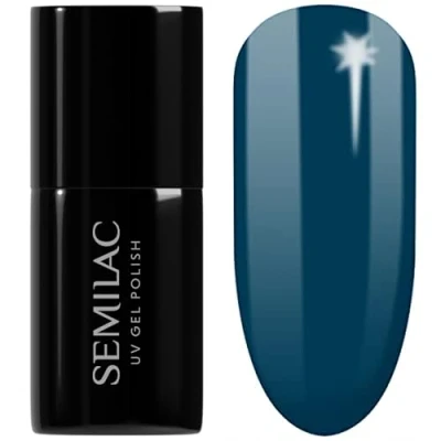 Image of SEMILAC 406 Blue Tea Nail UV Gel Polish Long Lasting and Easy to Apply Soak off UV/Led Perfect for Home Professional Manicure Pedicure 7 ml
