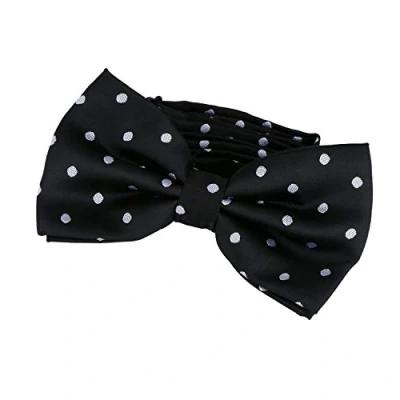 Image of DonDon mens bow tie Polka Dots pre tied handmade and adjustable black