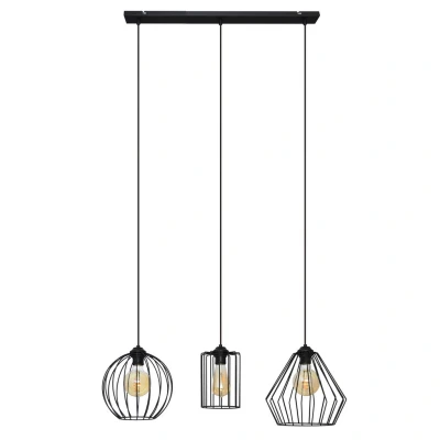 Image of Lapis Straight Bar Pendant Ceiling Light Black 7cm