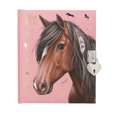 Image of Depesche 12968 Miss Melody Horses &amp; Castle Heart Pink Journal Book with 192 Lined Pages and Beautifully Illustrated Pages, Multi Colour