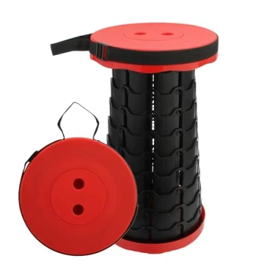Image of Twilight Garage Portable Telescoping Stool, Collapsible Stool Retractable Plastic for Camping Fishing Hiking Travel BBQ Picnic, Max Load 480lbs (Black)