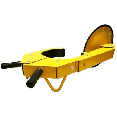 Image of SPARES2GO Wheel Clamp Security Lock Trailer Caravan Motorhome Car Van Heavy Duty Yellow UK
