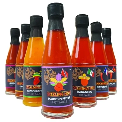 Image of 7 Bottle of Hot Sauce Packed in Window Box
