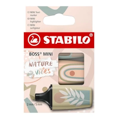 Image of STABILO Highlighter BOSS MINI Naturevibes Pack of 3 Mud Green, Earth Beige