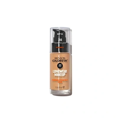 Image of Revlon Colorstay Liquid Foundation Makeup for Combination/Oily Skin SPF 15, Longwear Medium Full Coverage with Matte Finish, Warm Golden (310), 30 ml