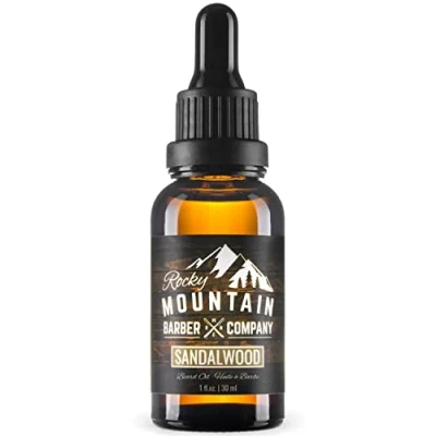 Image of Sandalwood Beard Oil &amp; Leave in Conditioner Cold Pressed Blend with Scent, Nutrient Rich Jojoba, Grapeseed, Argan, Coconut