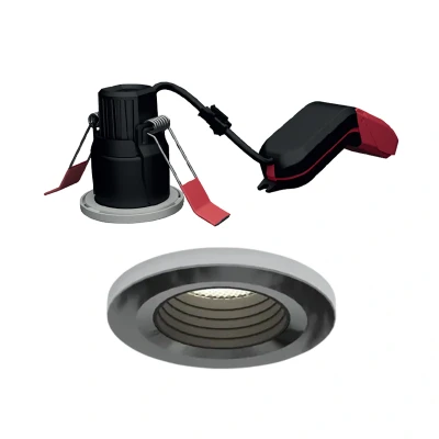 Image of Ansell Prism Pro Mini Fire Rated Anti Glare LED Downlight Chrome Bezel with Matt Black Insert