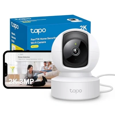 Image of Tapo Wifi Camera, Indoor Camera For Security, 2K 3MP Pet Wireless Or LAN Port Connect, Baby Monitor, Smart Motion Detection &amp; Tracking, Night Vision, Works With Alexa Google Home (Tapo C212)