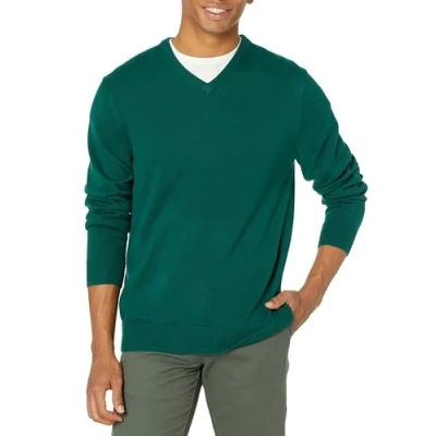 Image of Amazon Essentials Men&#039;s V Neck Sweater (Available in Big &amp; Tall), Dark Green, M