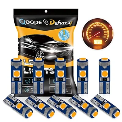 Image of Defvnsy Pack of 10 Yellow T5 W3W W1.2W 73 74 286 17 18 27 37 70 79 85 86 2721 Super bright 3030 LED Ceramic for Car Auto Side Wedge Gauge Dashboard Instrument Panel Lights Lamp 12V