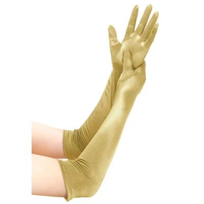 Image of EORUBE Long Opera 1920s Satin Gloves for Women Elbow Length Party Costume (Smooth 20.5&quot; Gold)