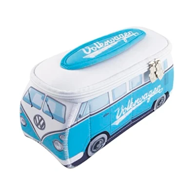 Image of BRISA VW Collection Volkswagen Neoprene Universal Makeup Cosmetics Toiletry Travel Pharmacy Bag in T1 Bus Design (Turquoise/Large)