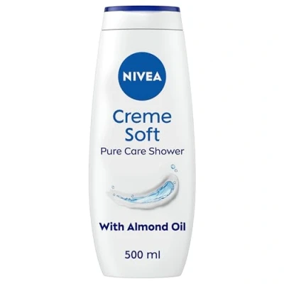 Image of NIVEA Crème Soft (500ml, Pack of 6) Caring Shower Body Cream Enriched with Almond Oil, Moisturising Gel Wash Jojoba Glycerin and Panthenol