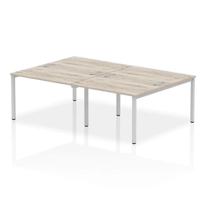 Image of Impulse Bench B2B 4 Person 1200 Silver Frame Desk Grey Oak