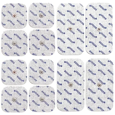 Image of Set of 12 axion electrodes Compatible with SANITAS &amp; BEURER Devices 5x5 cm 10x5 TENS EMS Pads for electrostimulation Machines 3.5mm snap Button