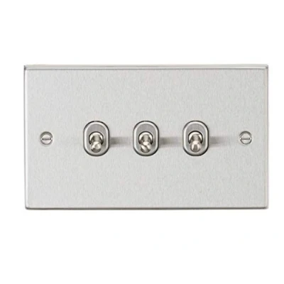 Image of KnightsBridge 10AX 3G 2 Way Toggle Switch Square Edge Brushed Chrome Finish