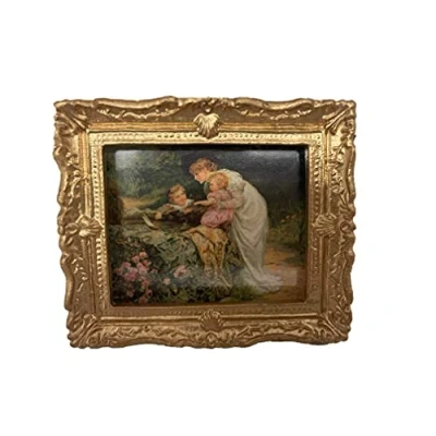 Image of Melody Jane Dolls House Time with Mother Picture Painting Gold Frame Miniature Accessory