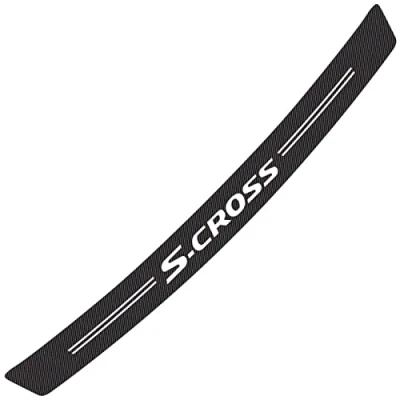 Image of Car Carbon Fiber Rear Bumper Protector Strip for Suz uki Swift Vitara SX4 S Cross, Guard Scratch Resistant Scuff Plate Trunk Sill Sticker Styling Accessory, Cross
