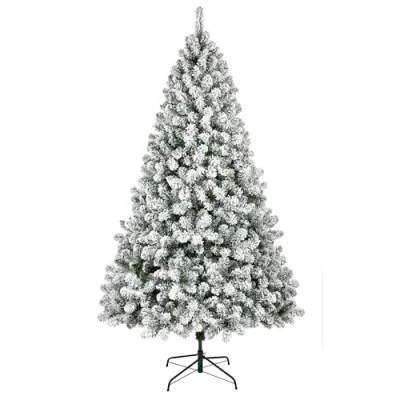 Image of Flocked Woodcote Spruce Artificial Christmas Tree With Snow 2.1M (7&#039;) Tall
