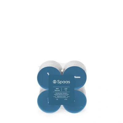 Image of Spaas Maxi Scented Tealights flatpack x8 10h, Soft Sunrise, Blue