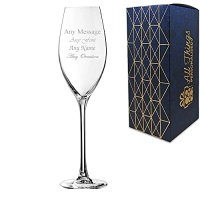 Image of Personalised Engraved Grands Cepages 8.5oz Champagne Flute Wedding Wine Birthday Bridesmaid