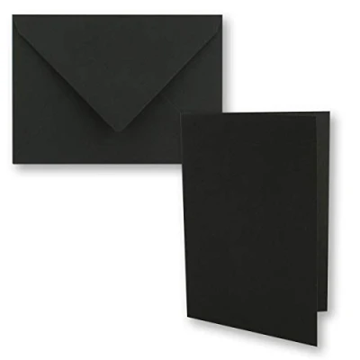 Image of NEUSER PAPIER 25x Black vintage kraft paper Folding cards SET with envelopes DIN A6 10.5 x 14.8 cm Recycling blank